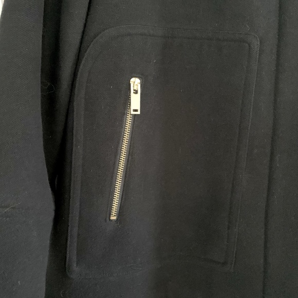 Zara black ‘wool’ jkt with brown faux fur hood (removable) gold zips size L - Picture 6 of 15